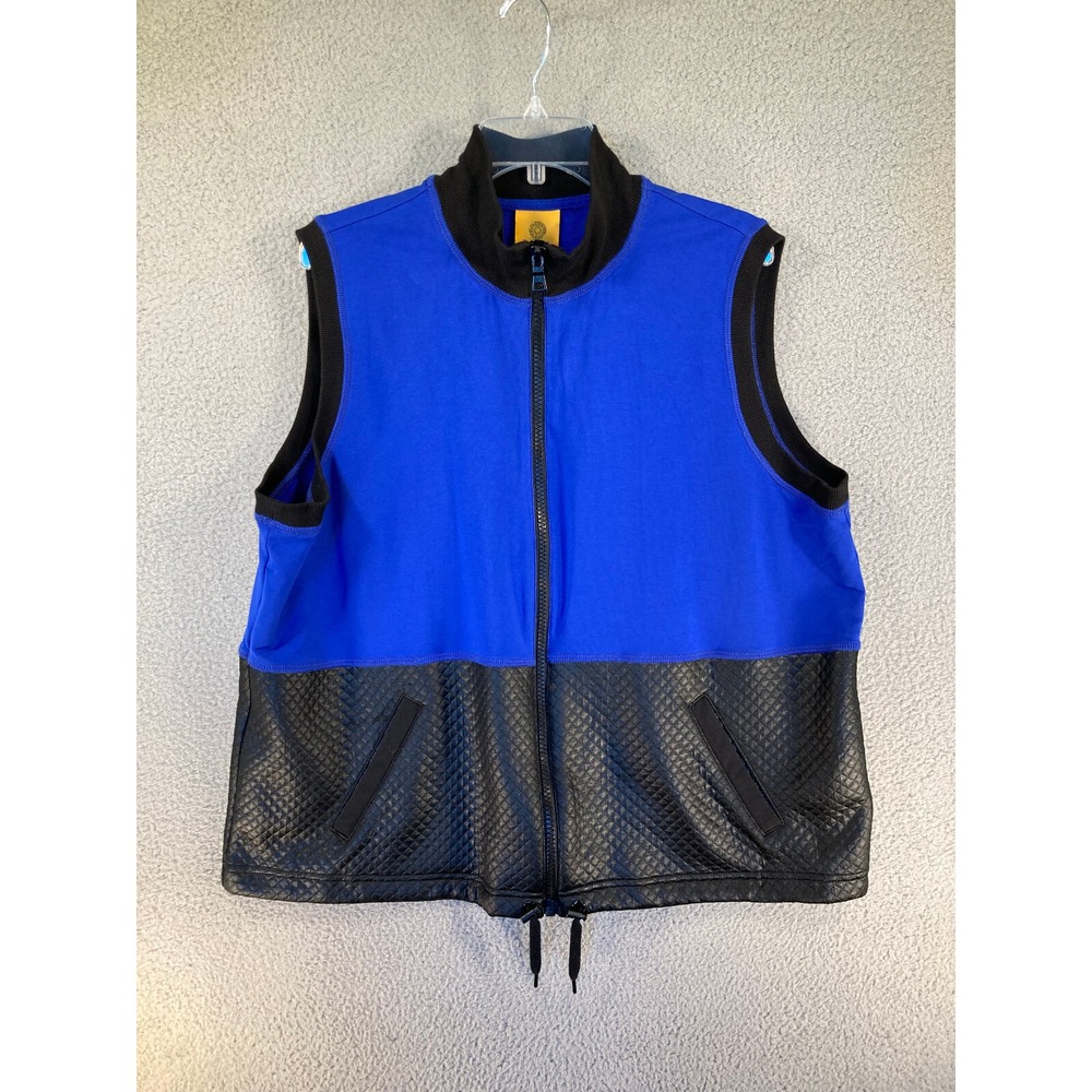 Ruby Rd. Vest Women's XL Blue Black Full Zip Pockets Mock Neck Casual‎ Relaxed